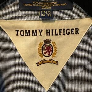 Tommy Hilfiger Vintage Blue Single Chest Pocket Button Dress Shirt 17.5